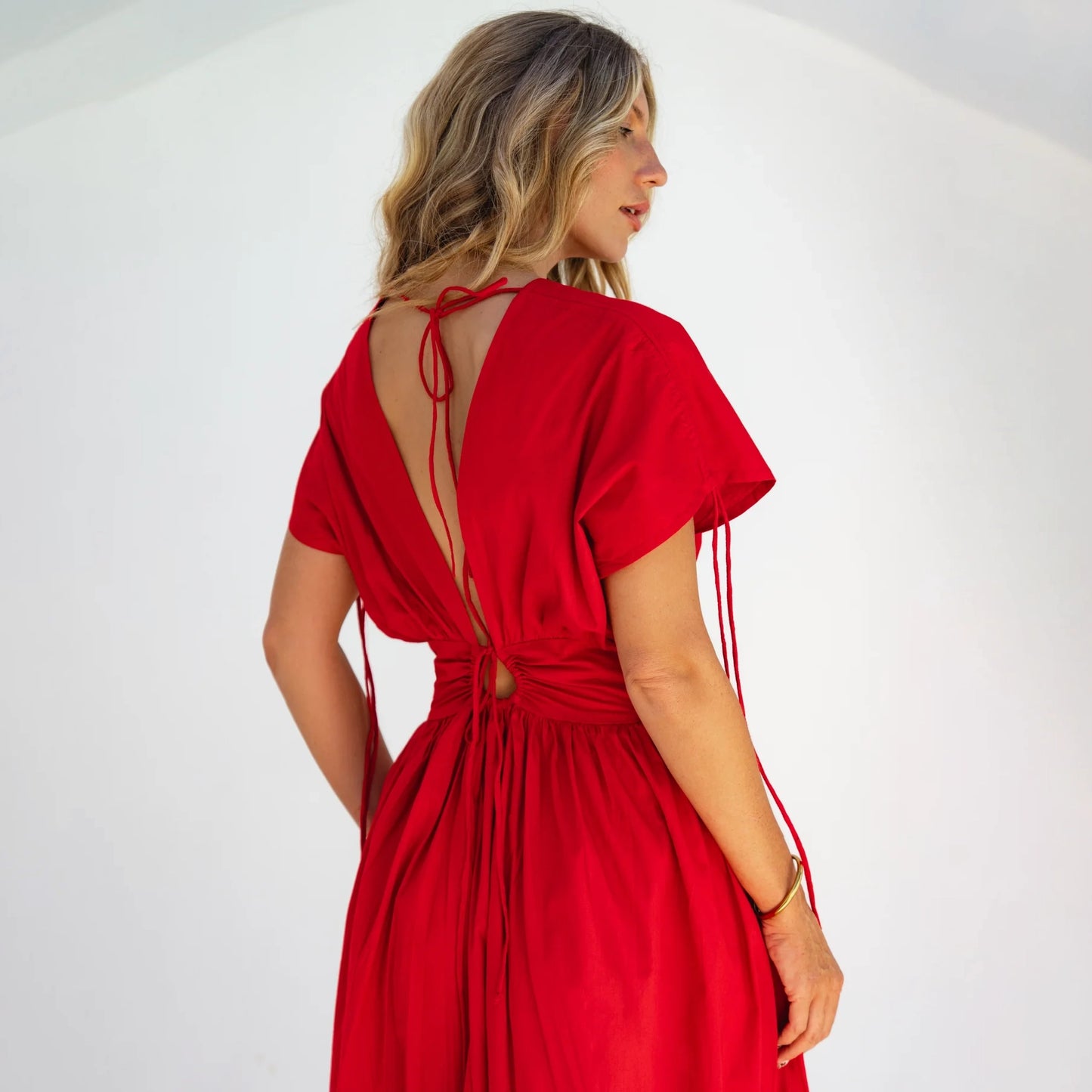 Rafina Goddes Cotton Maxi Dress In Red