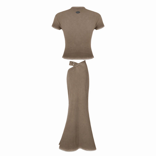 Valkrie Set Tee Skirt Brown