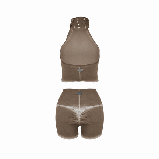 Valkrie Set Top Short Brown
