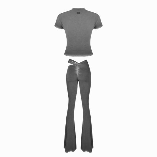 Valkrie Set Tee Pants Belt Grey