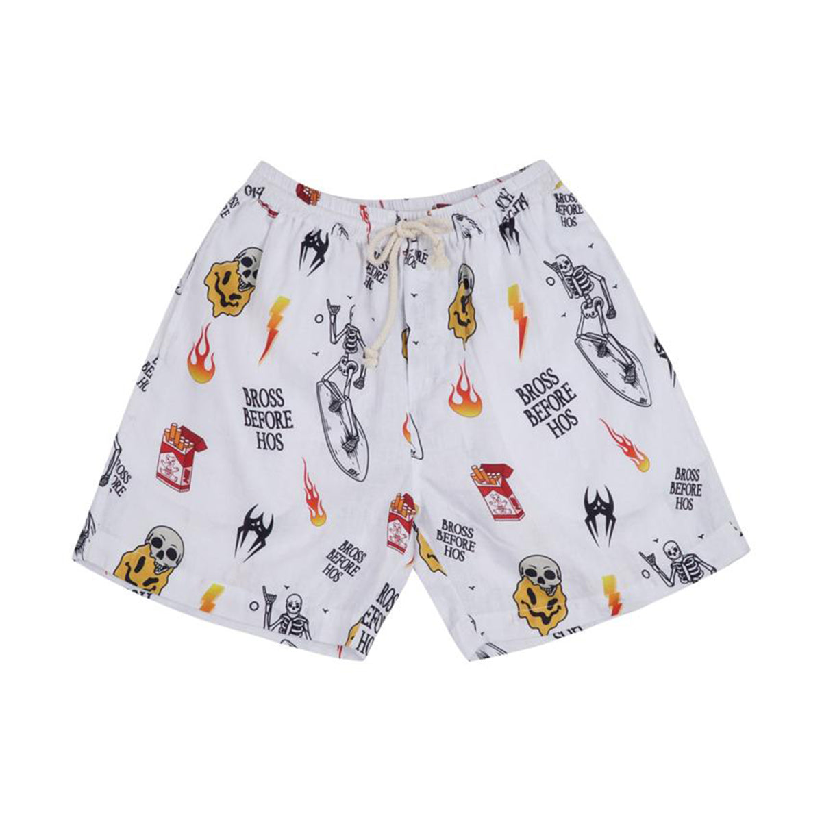 LINEN SHORT BBH SIGNATURE PRINT WHITE