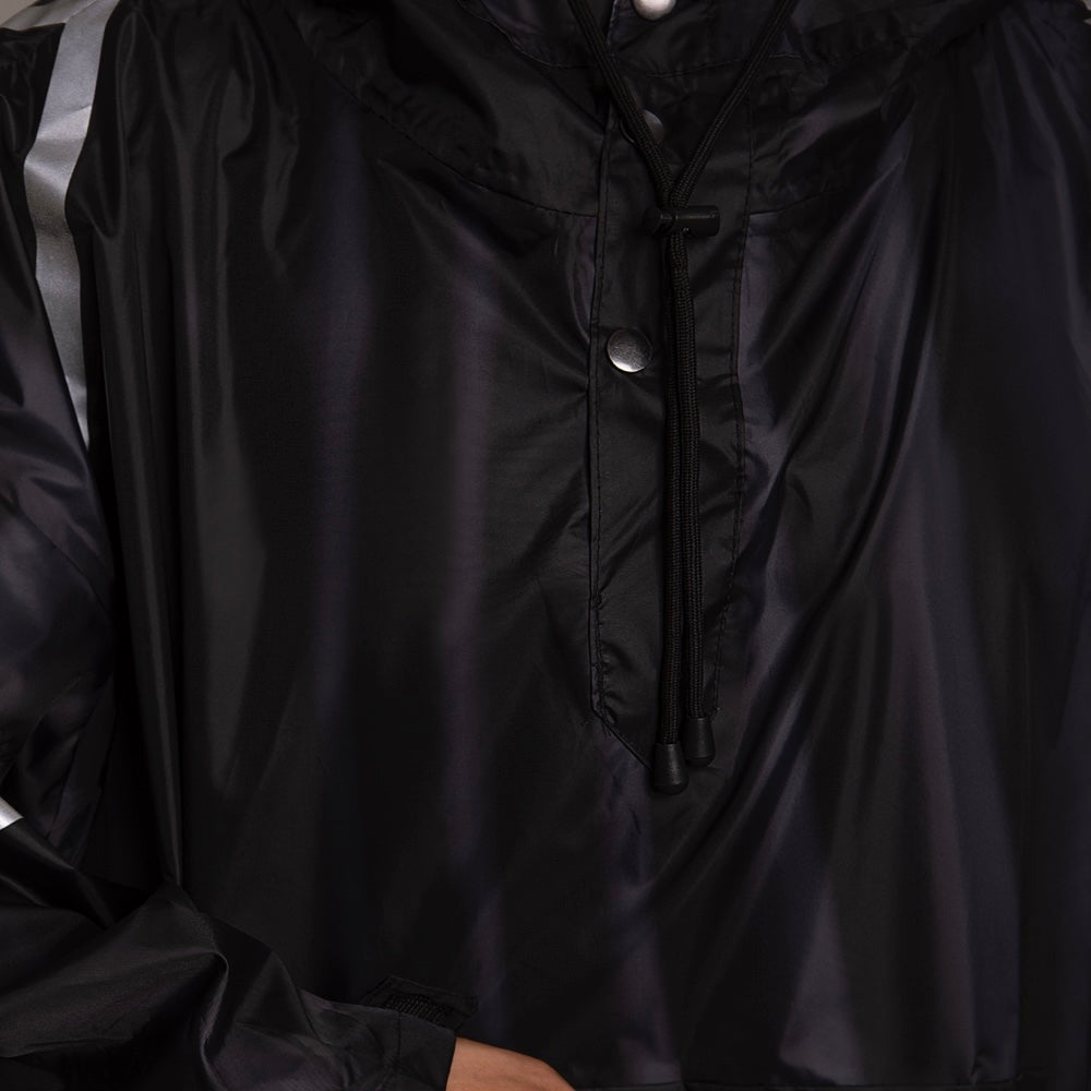 All-black raincoat