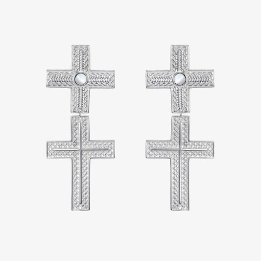 Earrings Cross Silver