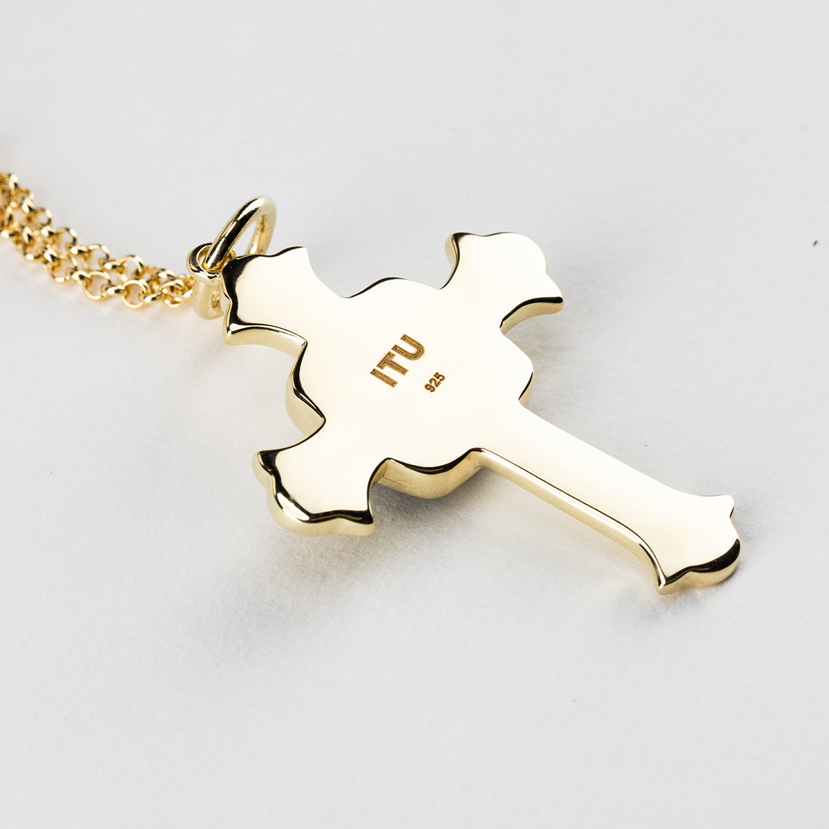 PYRITE CROSS NECKLACE IN GOLD
