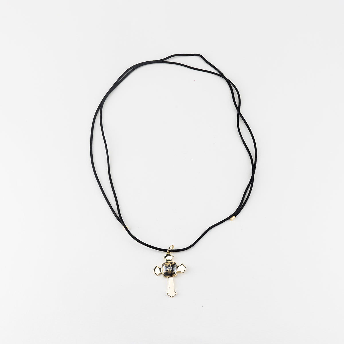 PYRITE CROSS NECKLACE IN GOLD