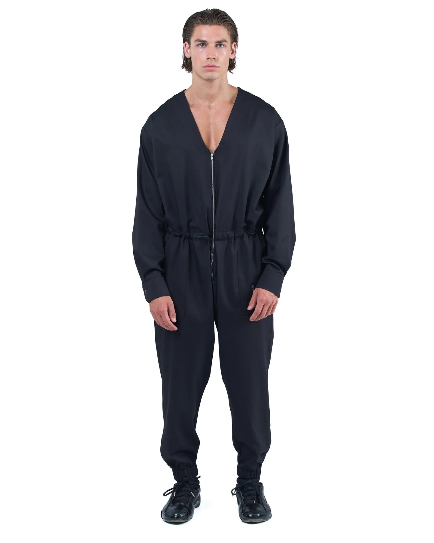 Zip Jumpsuit Deep V Relaxed Fit