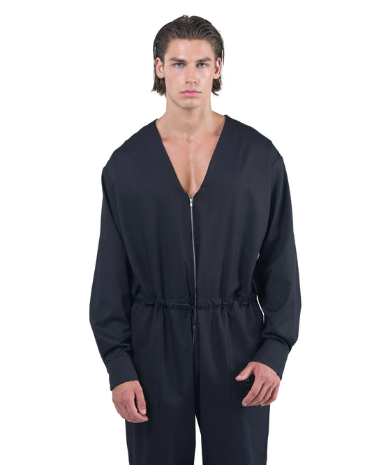 Zip Jumpsuit Deep V Relaxed Fit