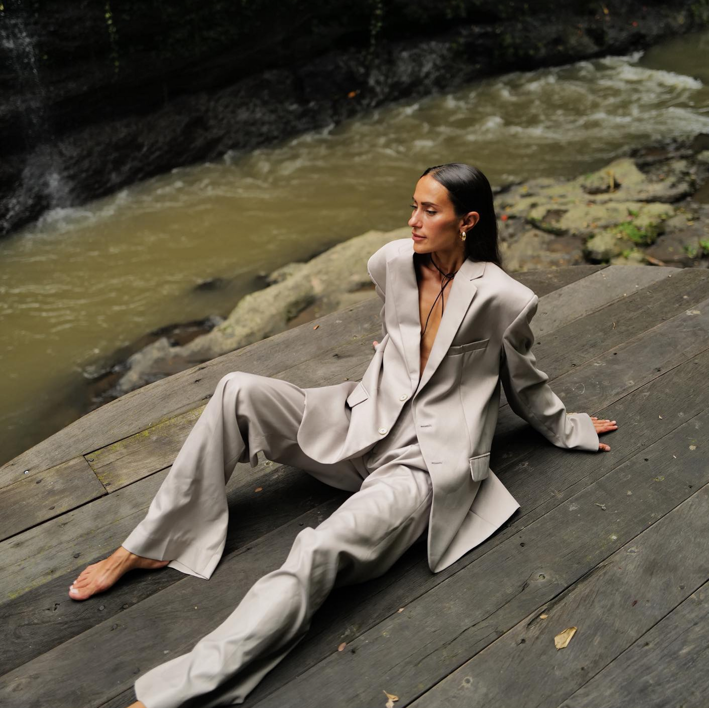 Pants silver plain
