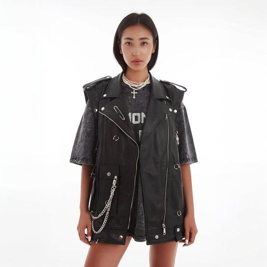 Oversized transformer jacket with removable chain