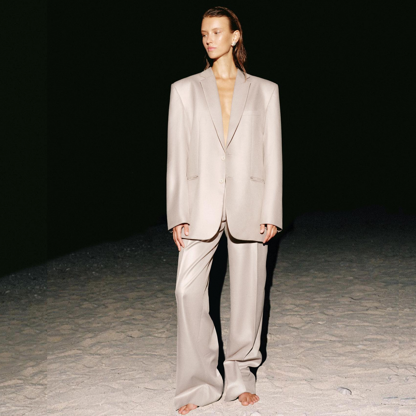 Pants silver plain
