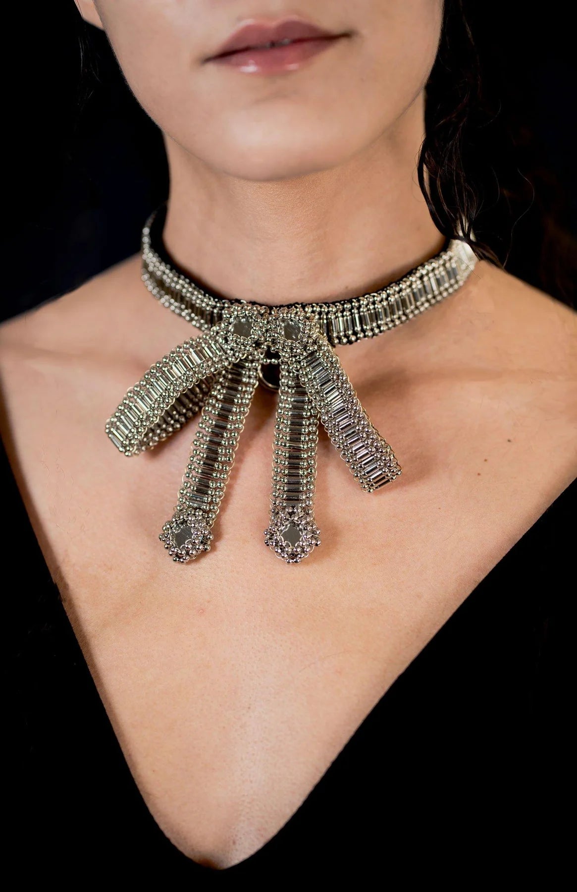 Amaya modular bow choker in silver