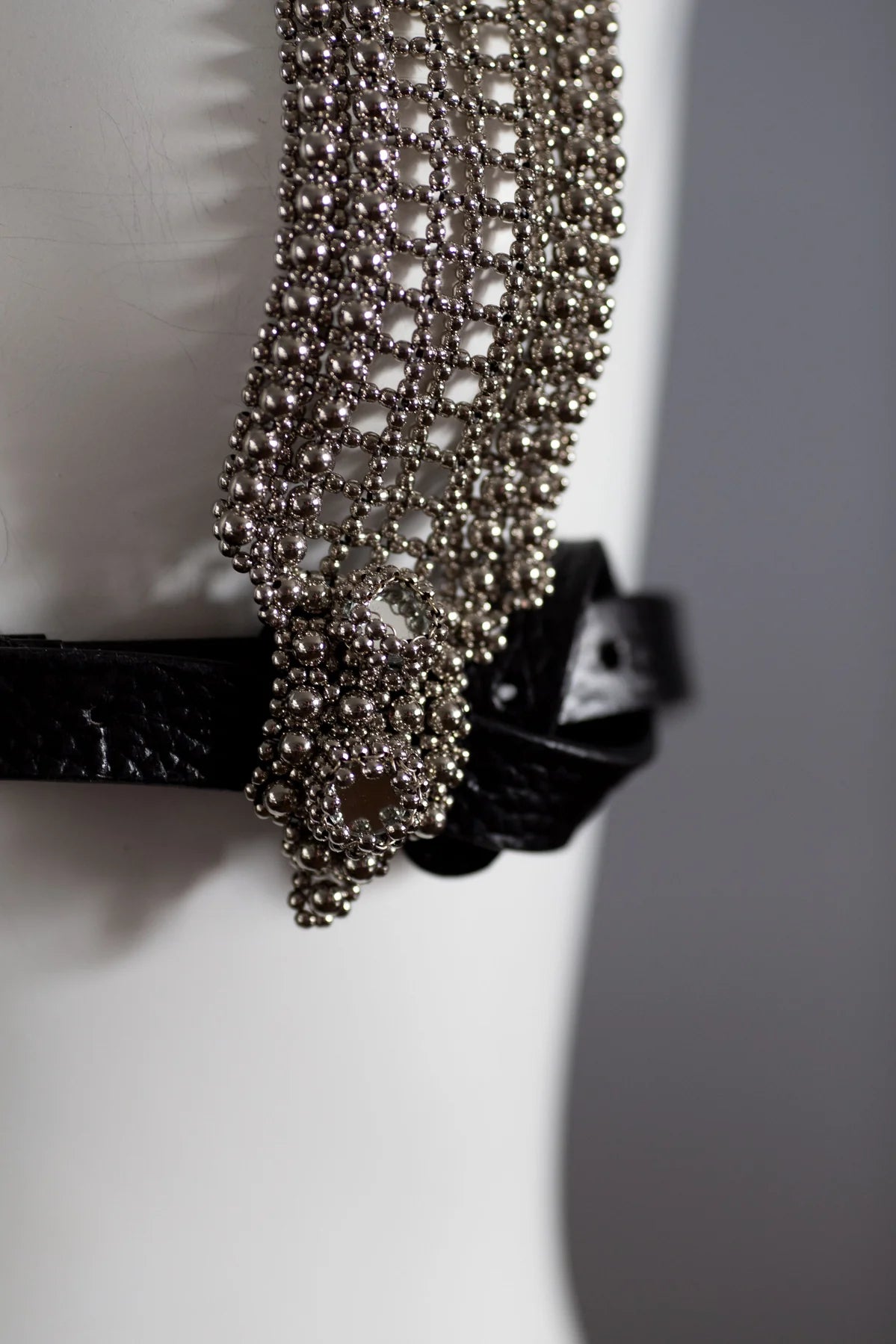 Artemisia mess top in silver w/leather belt