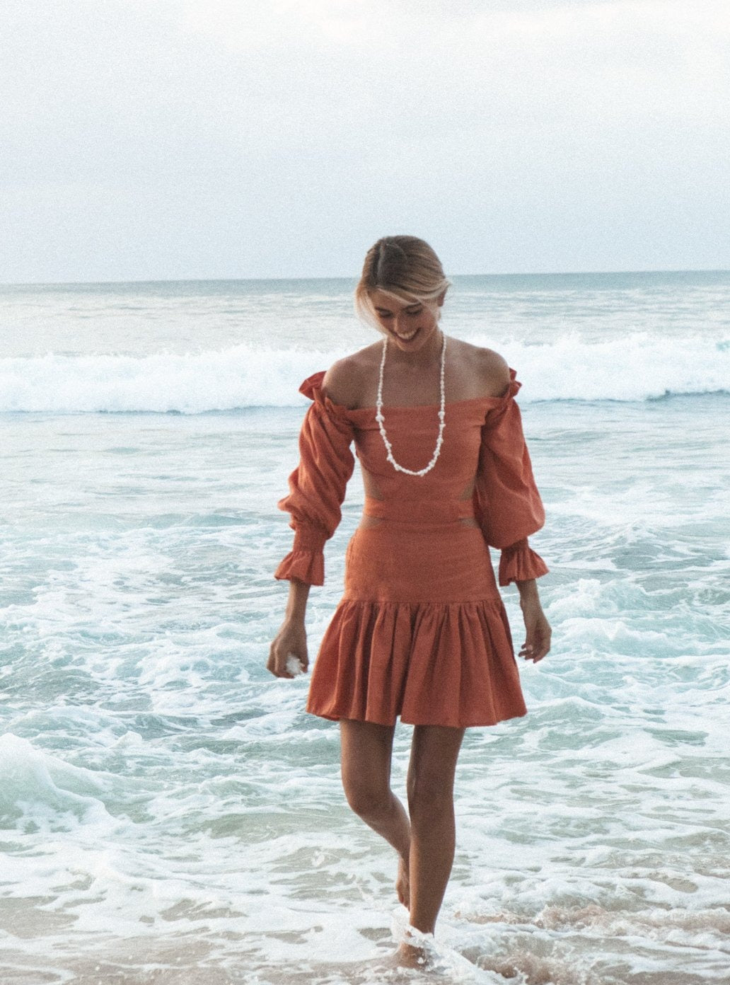 ADELE Apricot Mini Dress