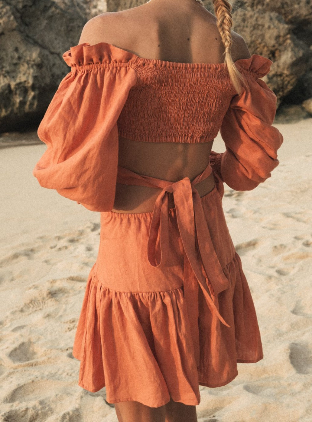 ADELE Apricot Mini Dress