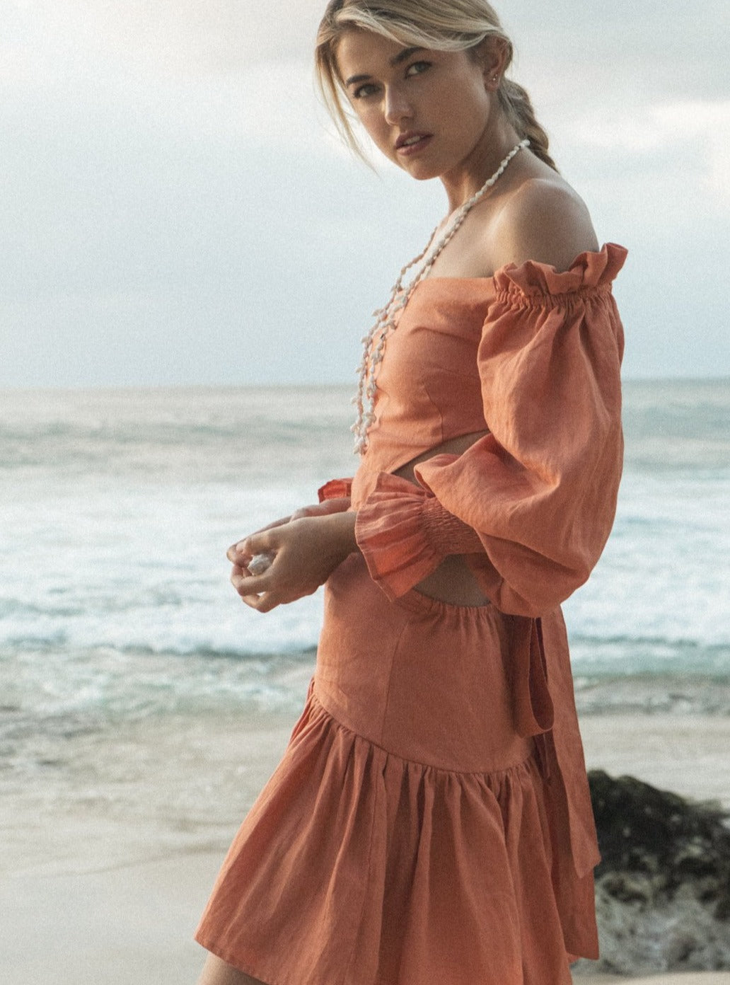 ADELE Apricot Mini Dress
