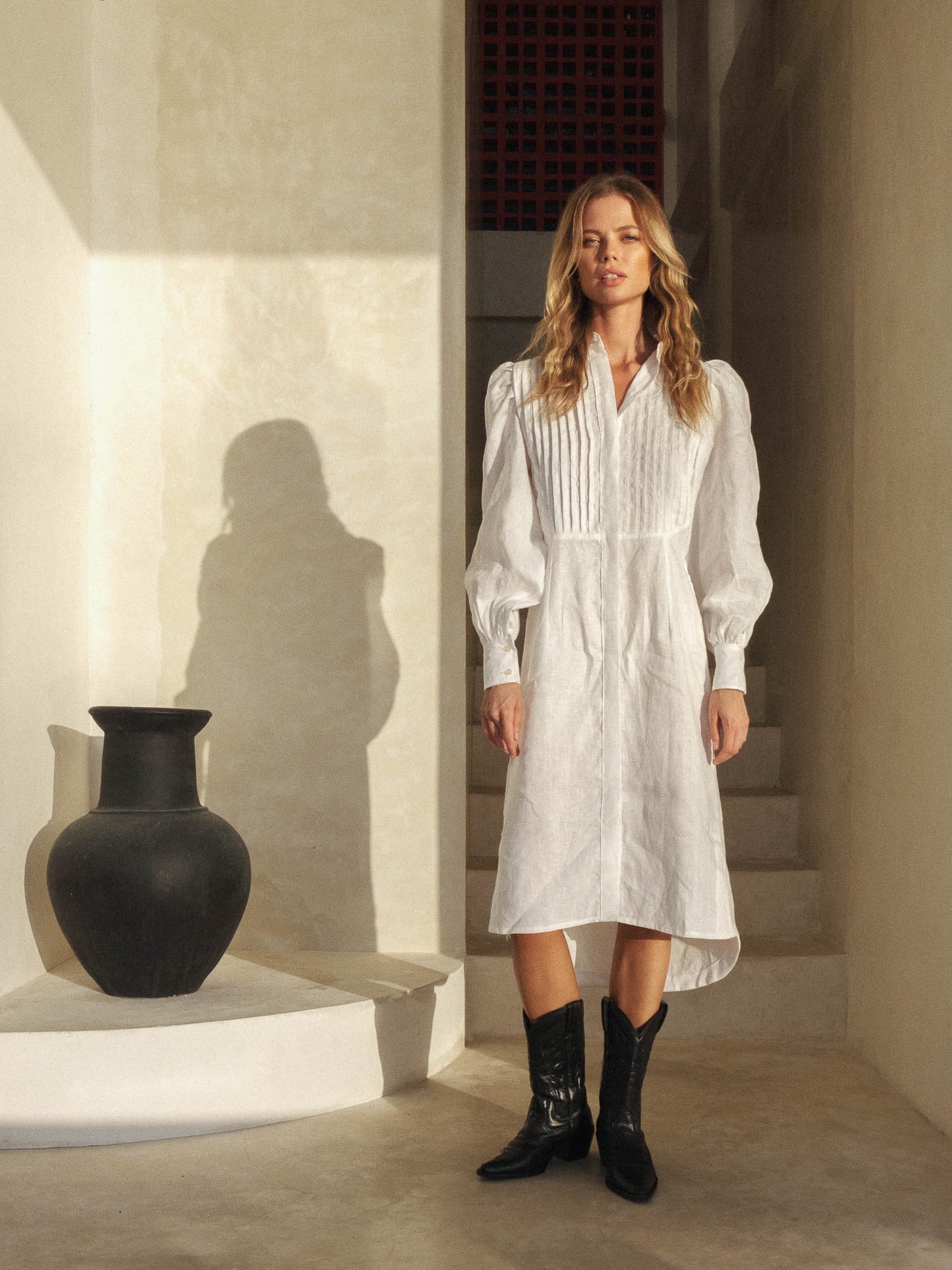 DENIS Shirt Dress in Milky White