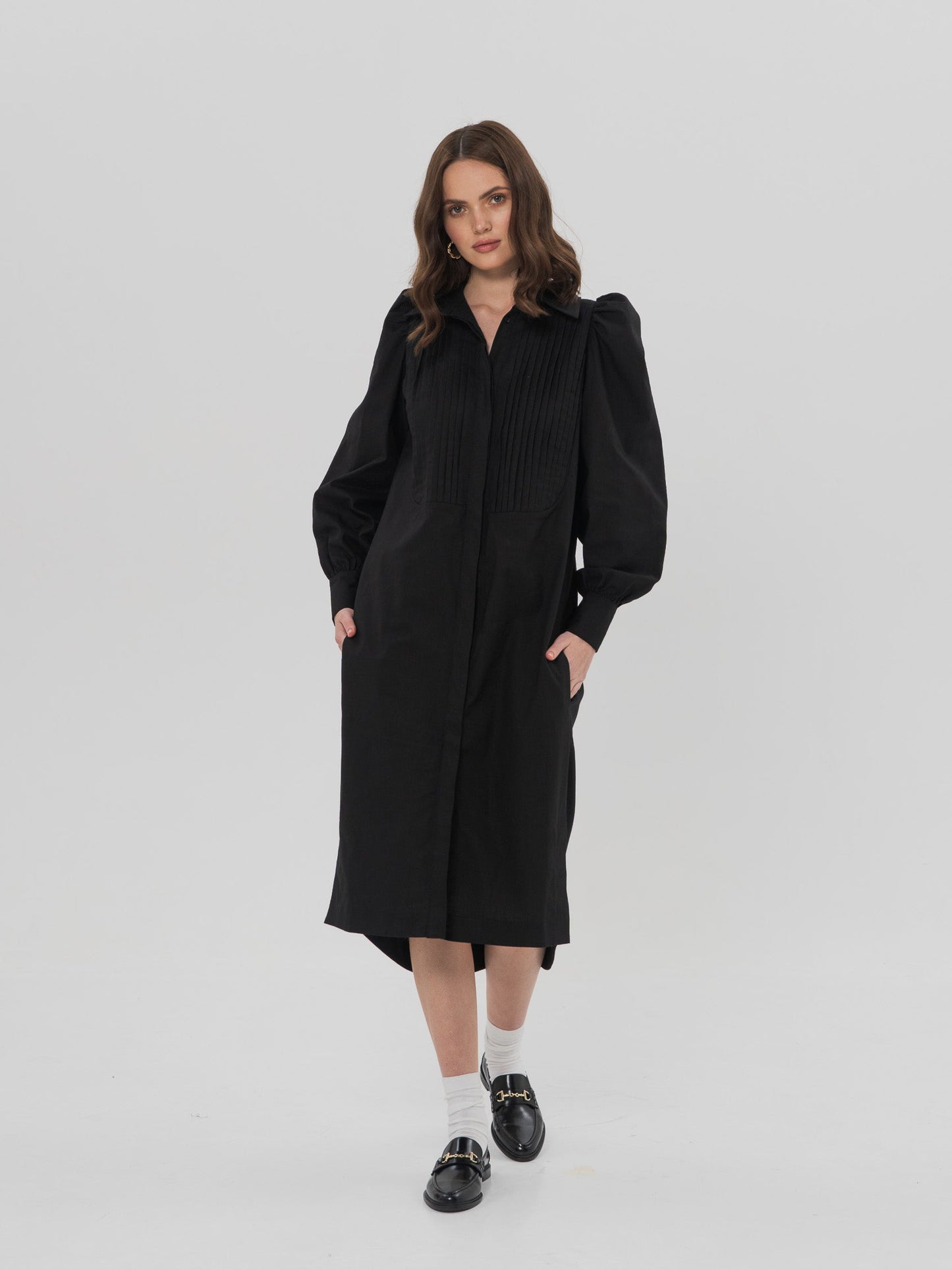 DENIS Shirt Dress in Black