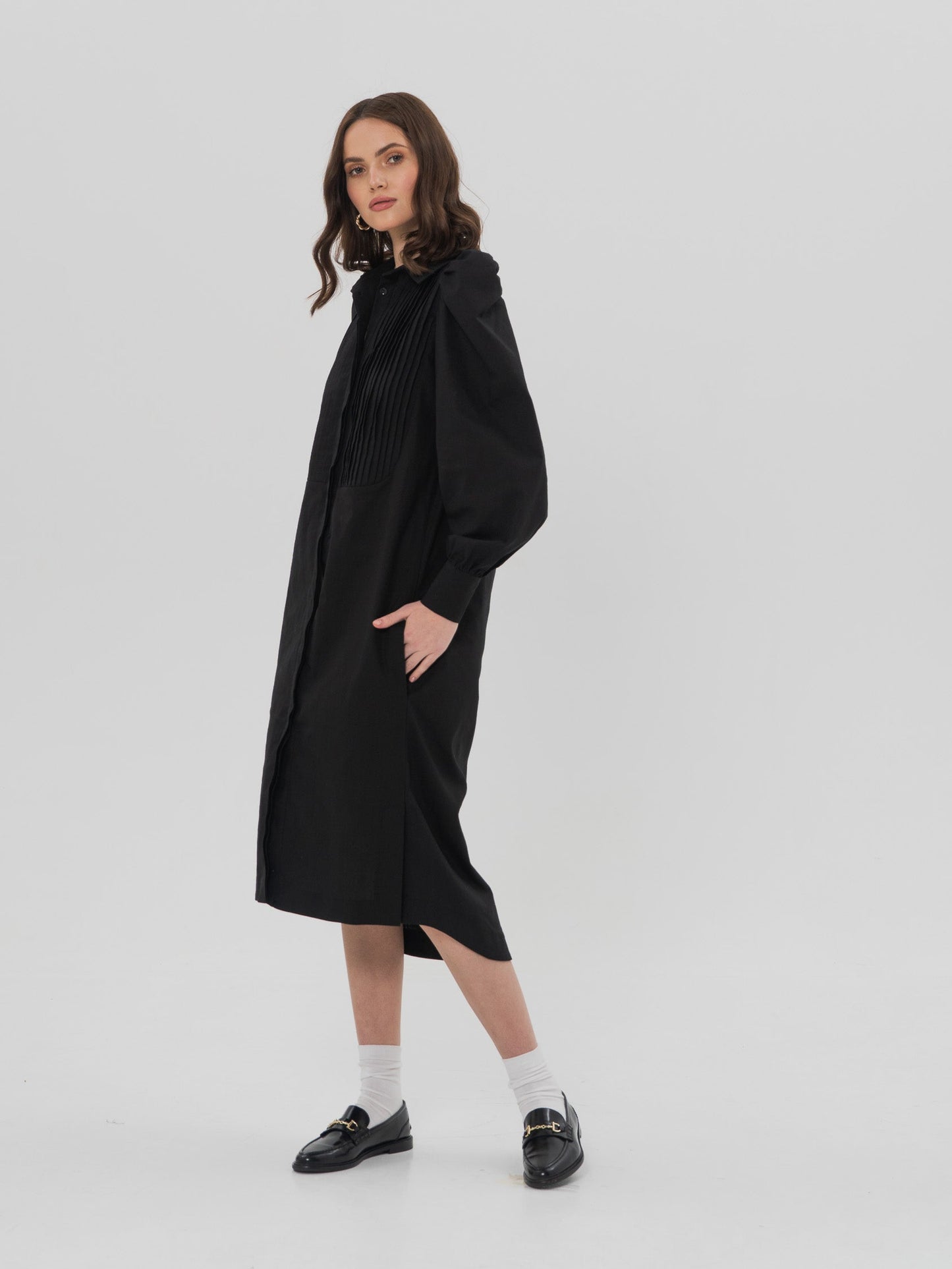 DENIS Shirt Dress in Black