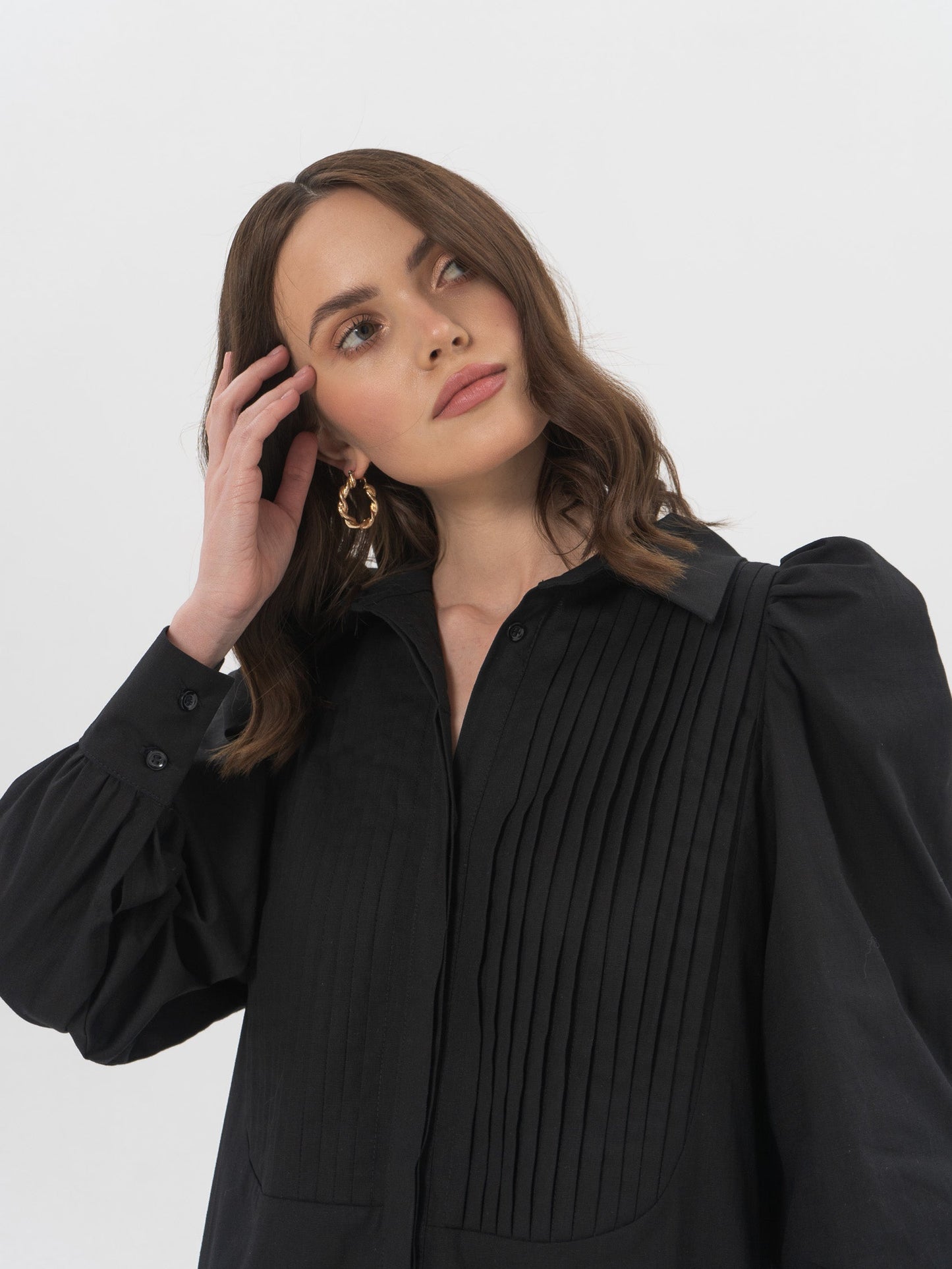 DENIS Shirt Dress in Black