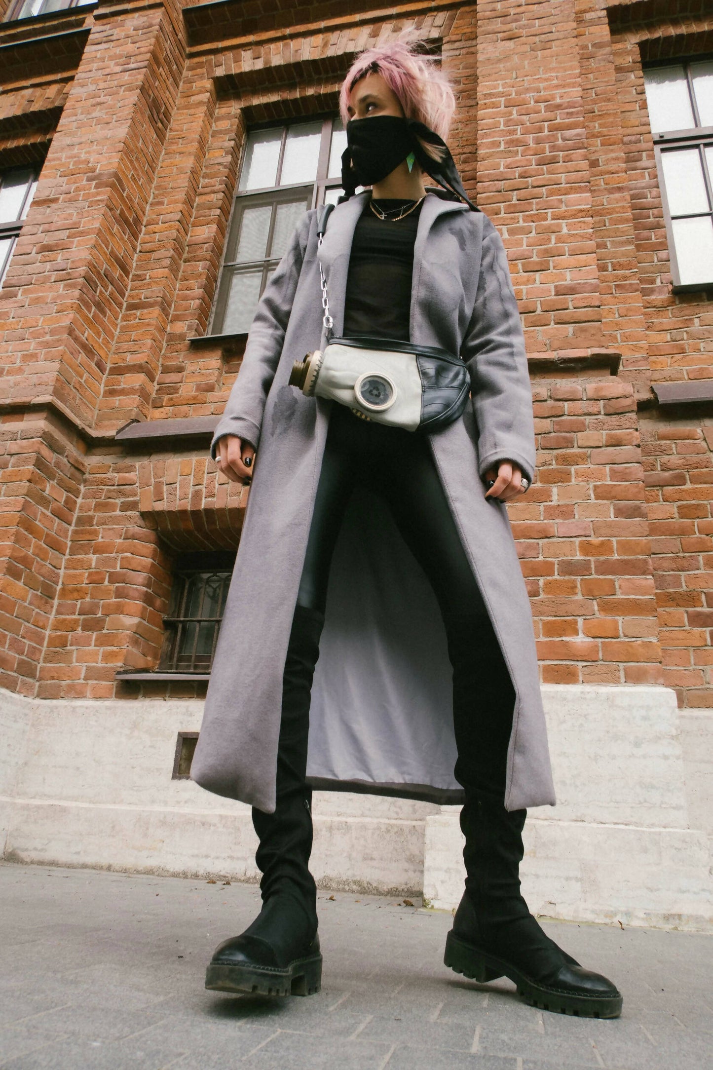 Gasmask bag on chain