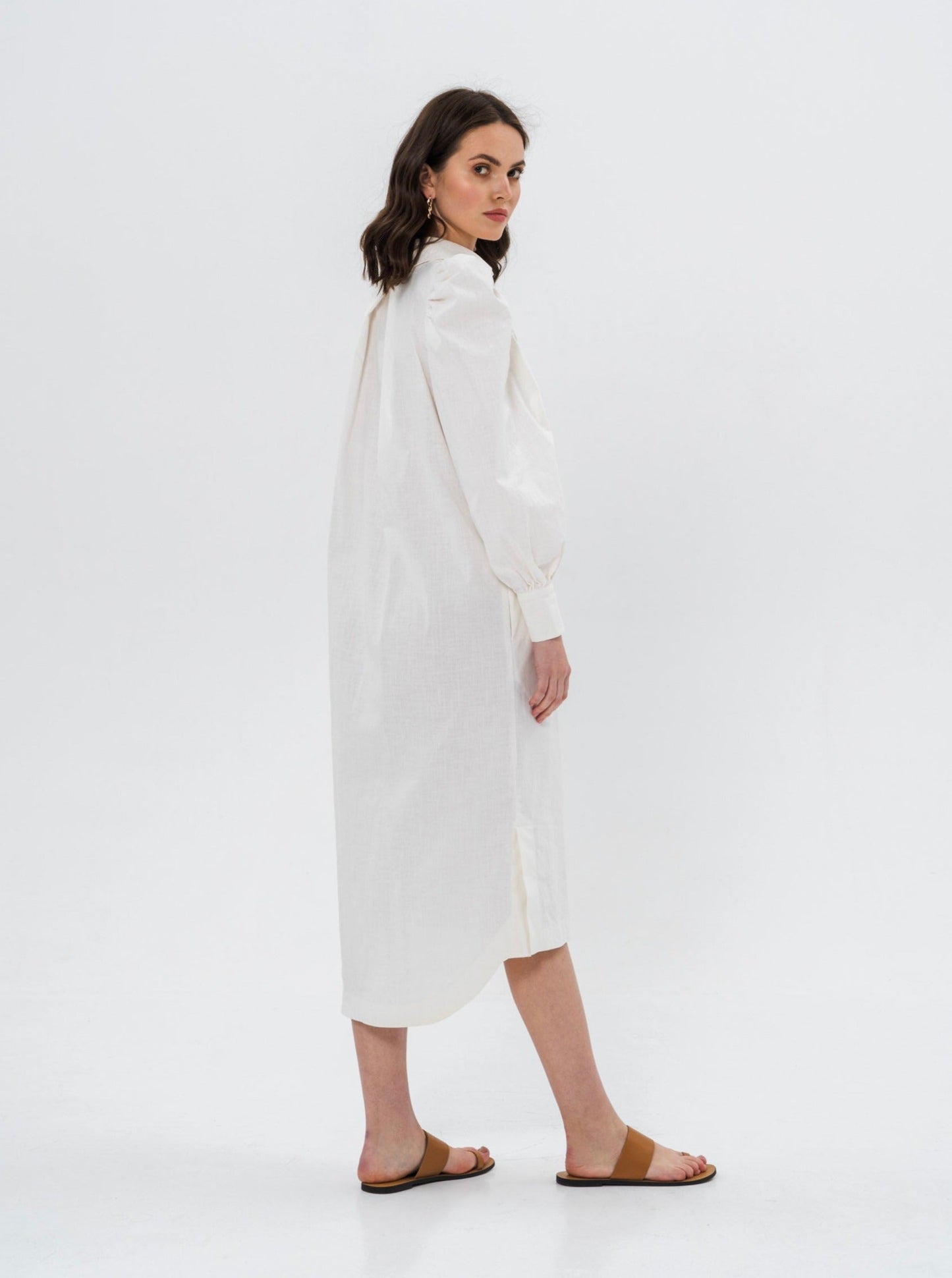 DENIS Shirt Dress in Milky White