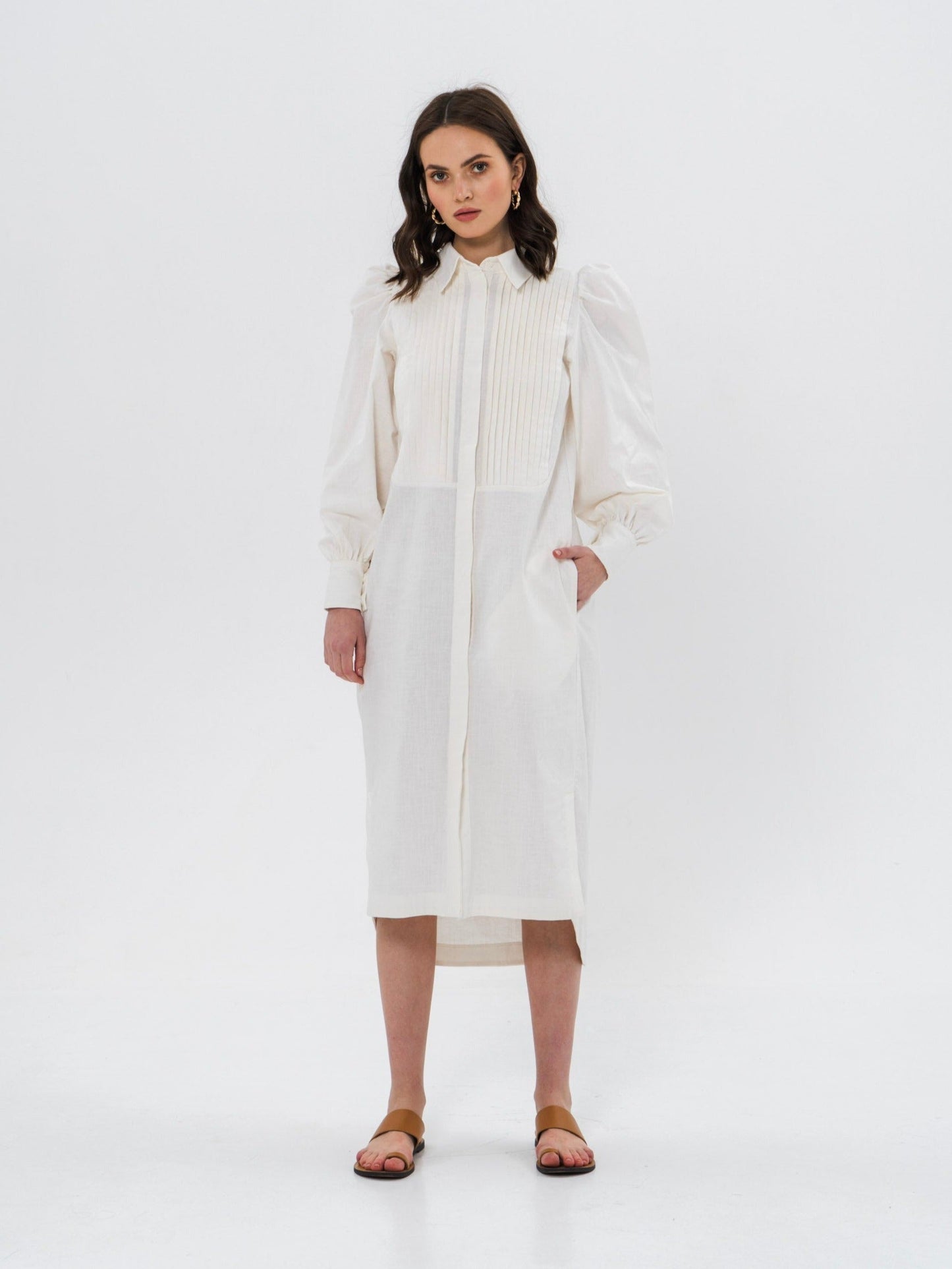 DENIS Shirt Dress in Milky White