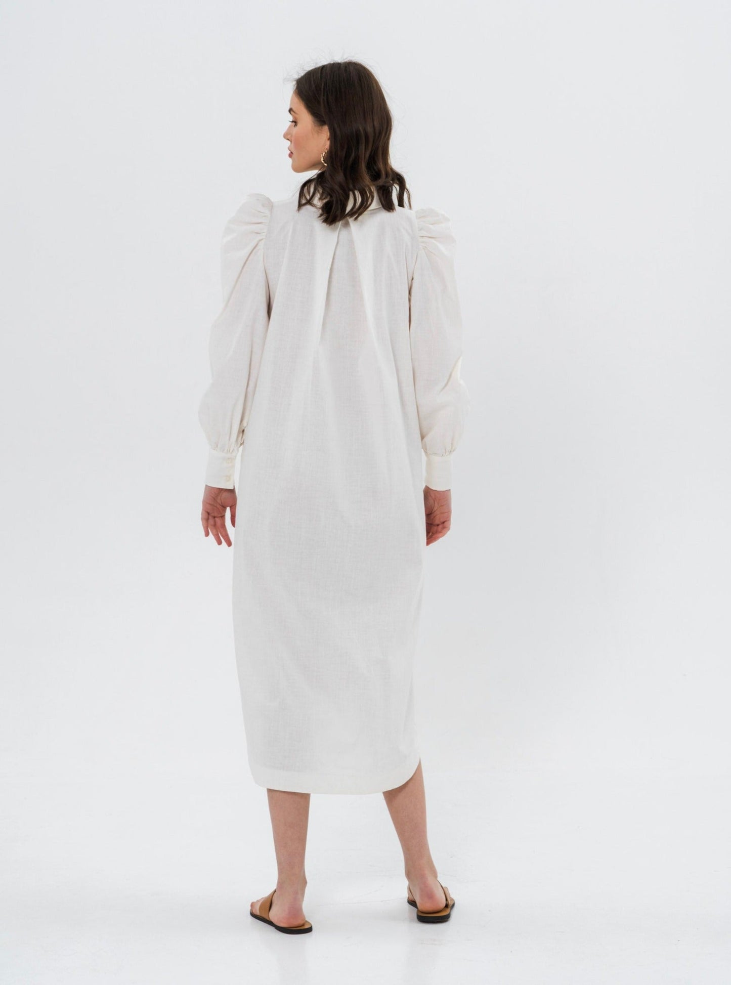 DENIS Shirt Dress in Milky White