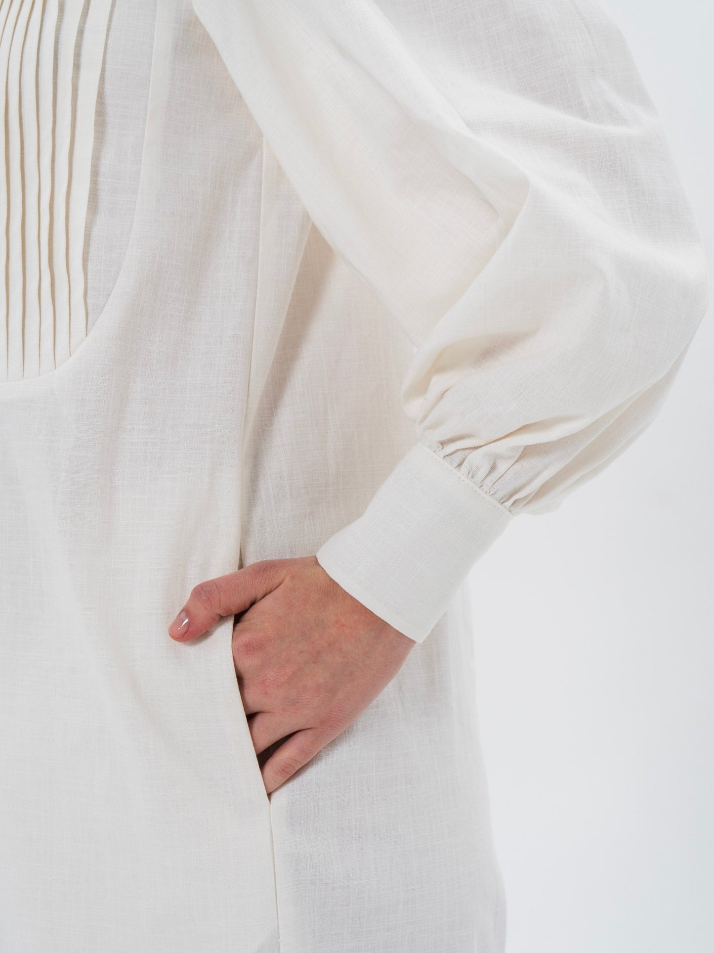 DENIS Shirt Dress in Milky White