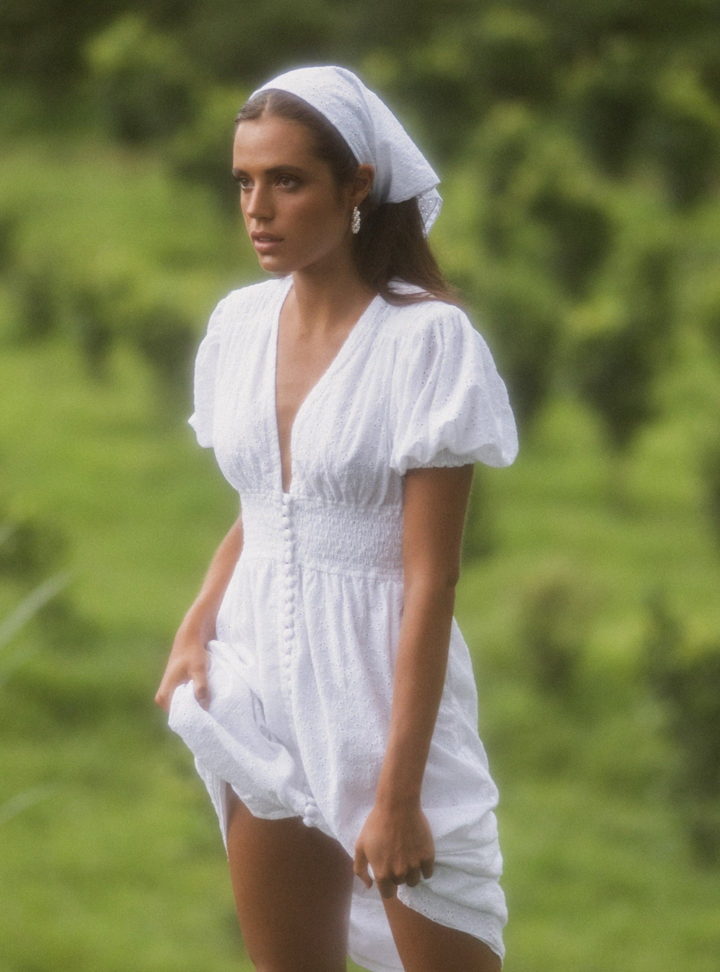 ALISHA Cotton Midi Dress in White