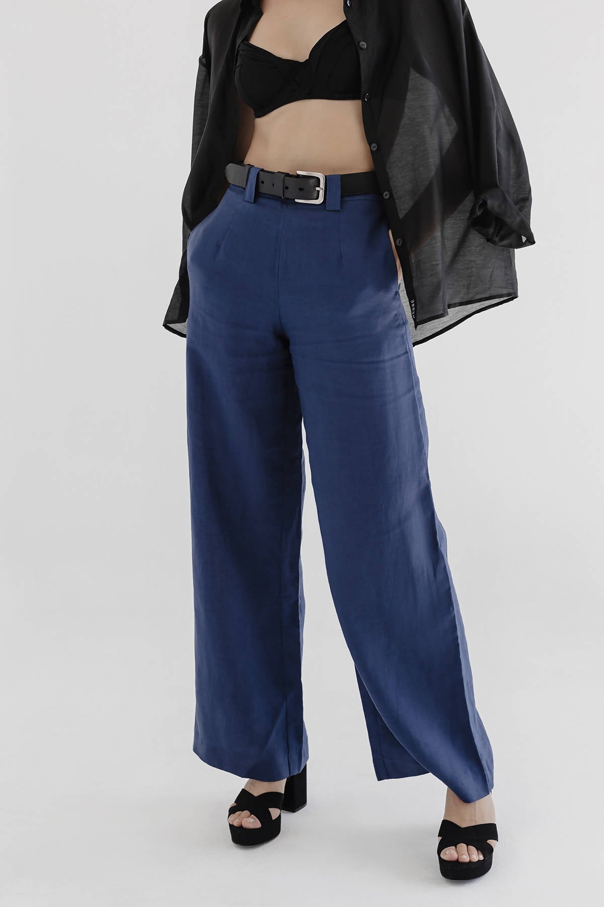 Linen pants blue
