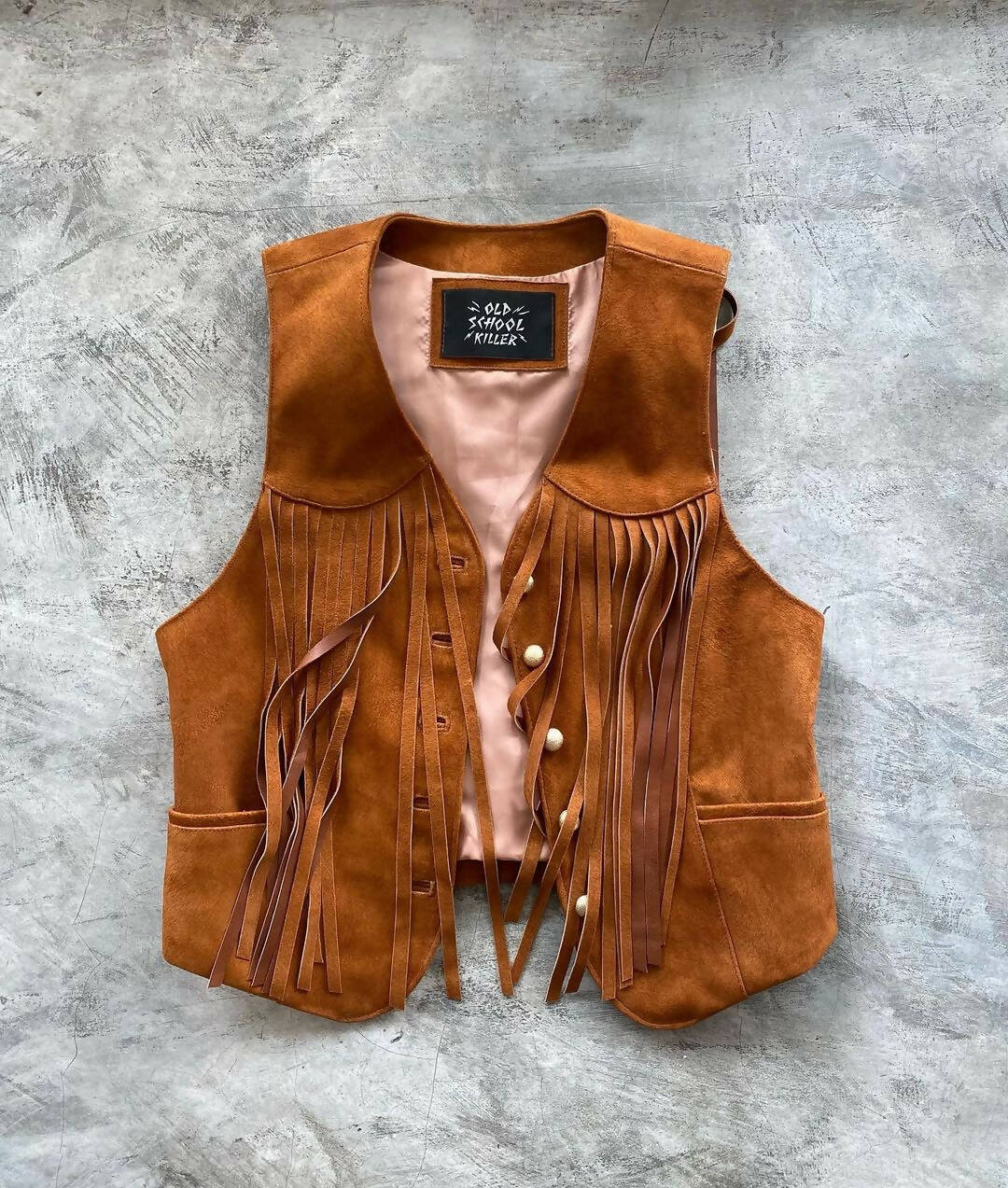 Leather biker vest