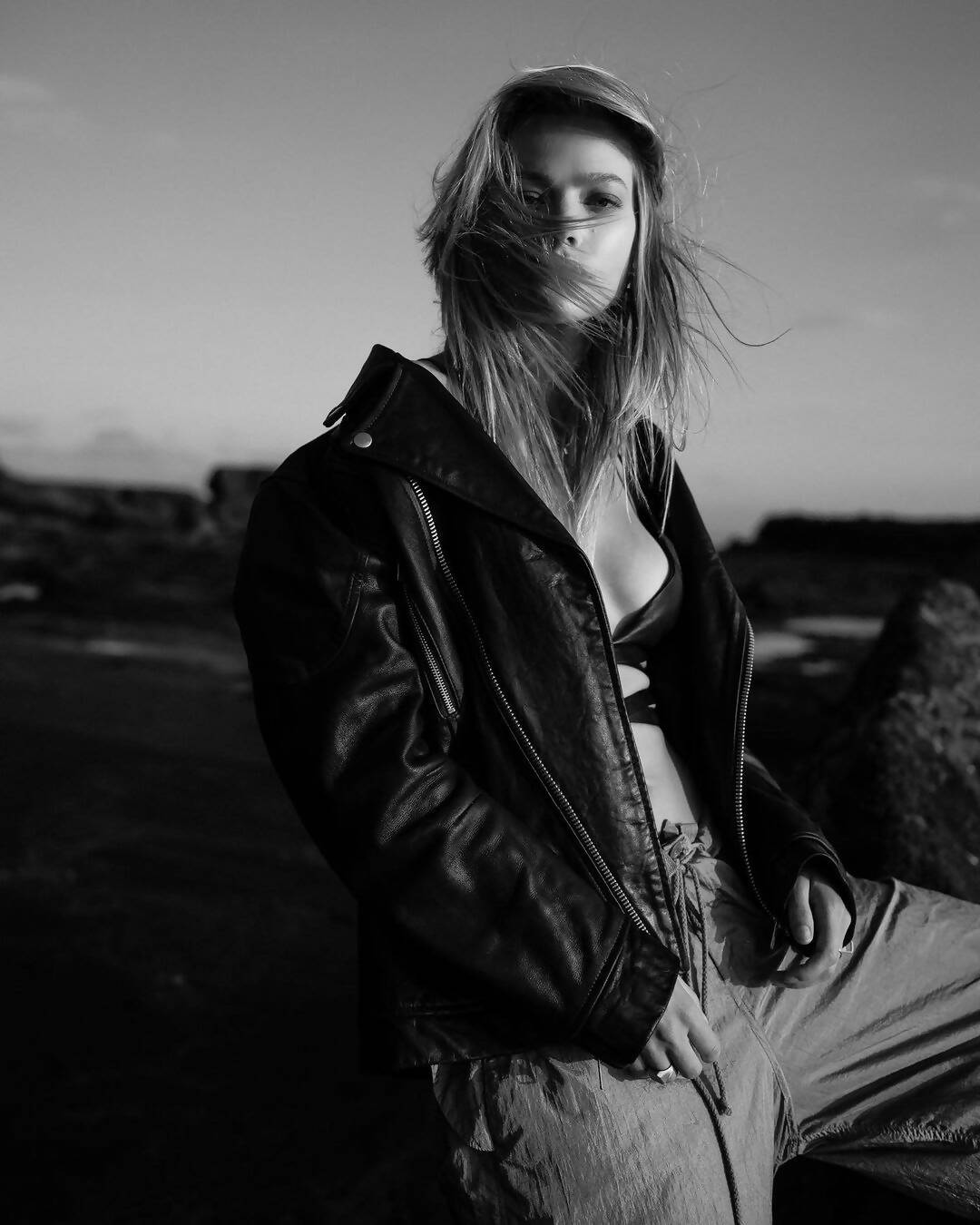 Leather oversized jacket