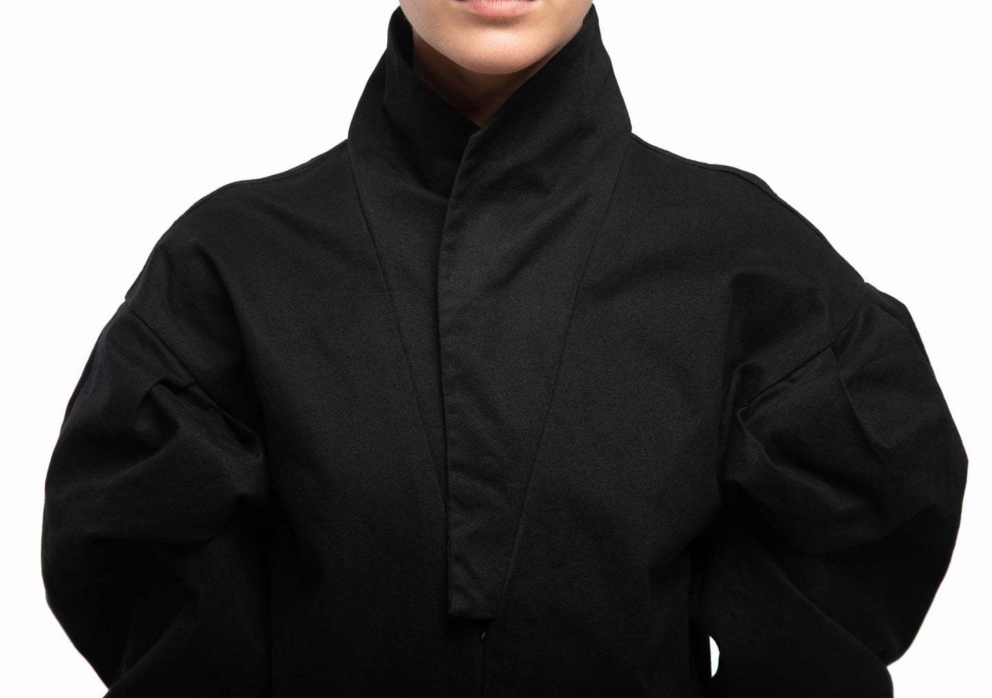 WOMENS FUTURISTIC PUFF SLEEVES JUMPSUIT BLACK | OVERZ