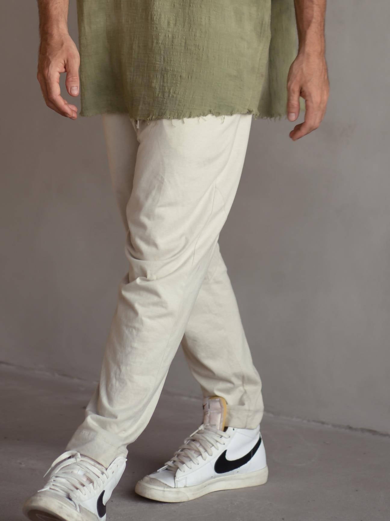 Cream cotton drop crotch pants - hedonist.bali