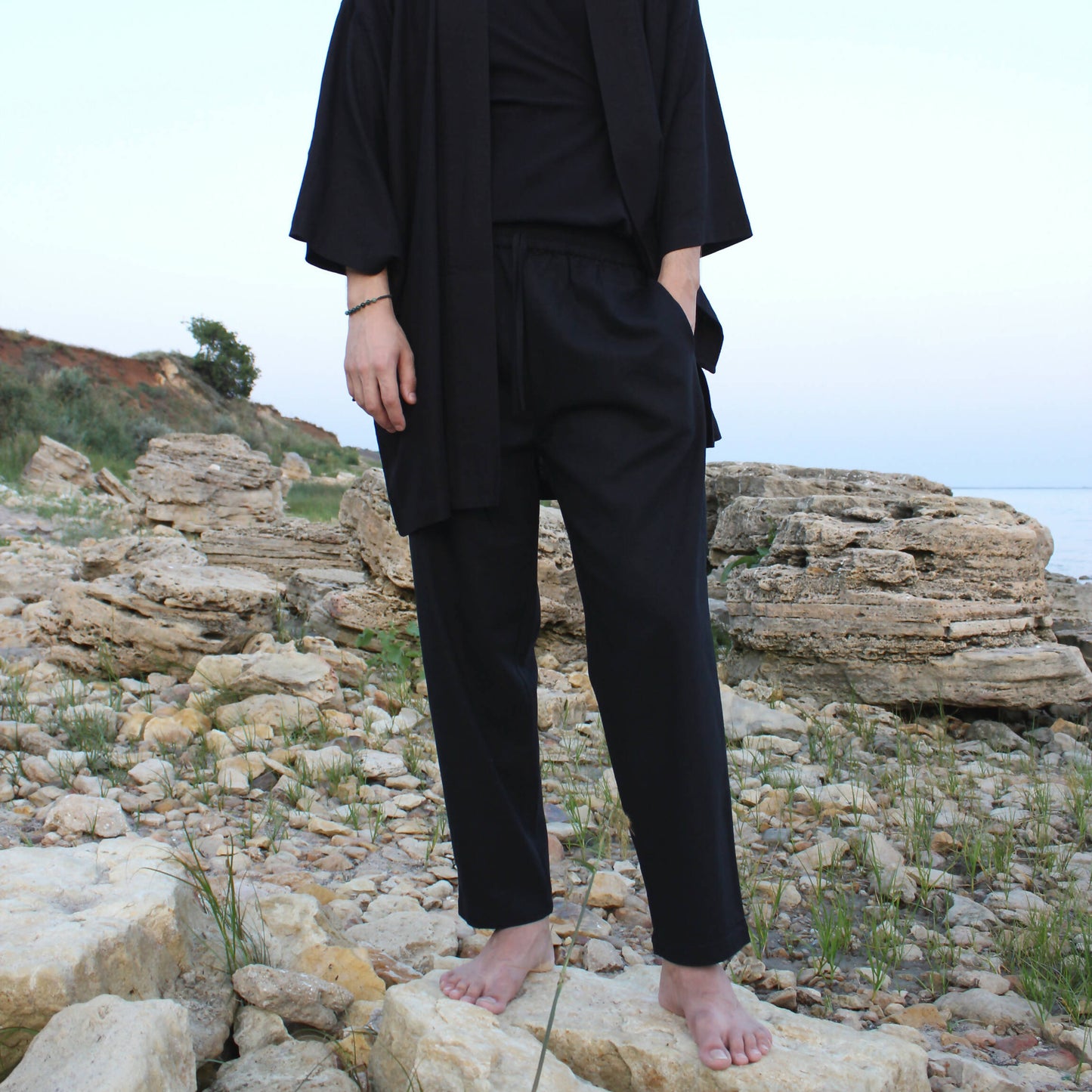 Men's linen pants with soft elastic waist