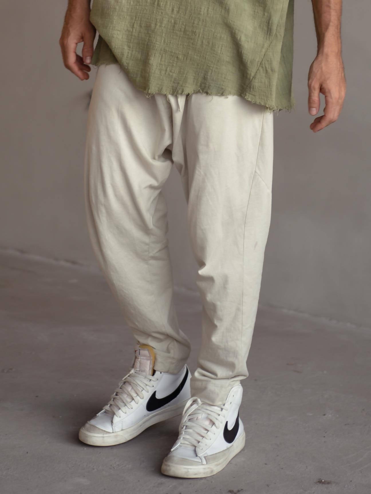 Cream cotton drop crotch pants - hedonist.bali