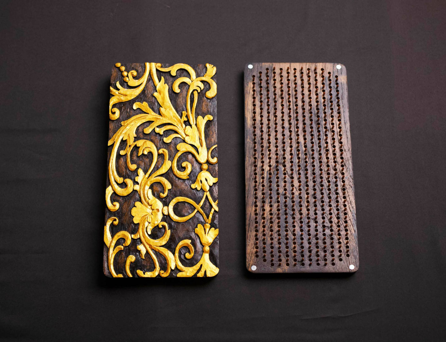 Sadhu board with hand carved openwork pattern, premium quality.