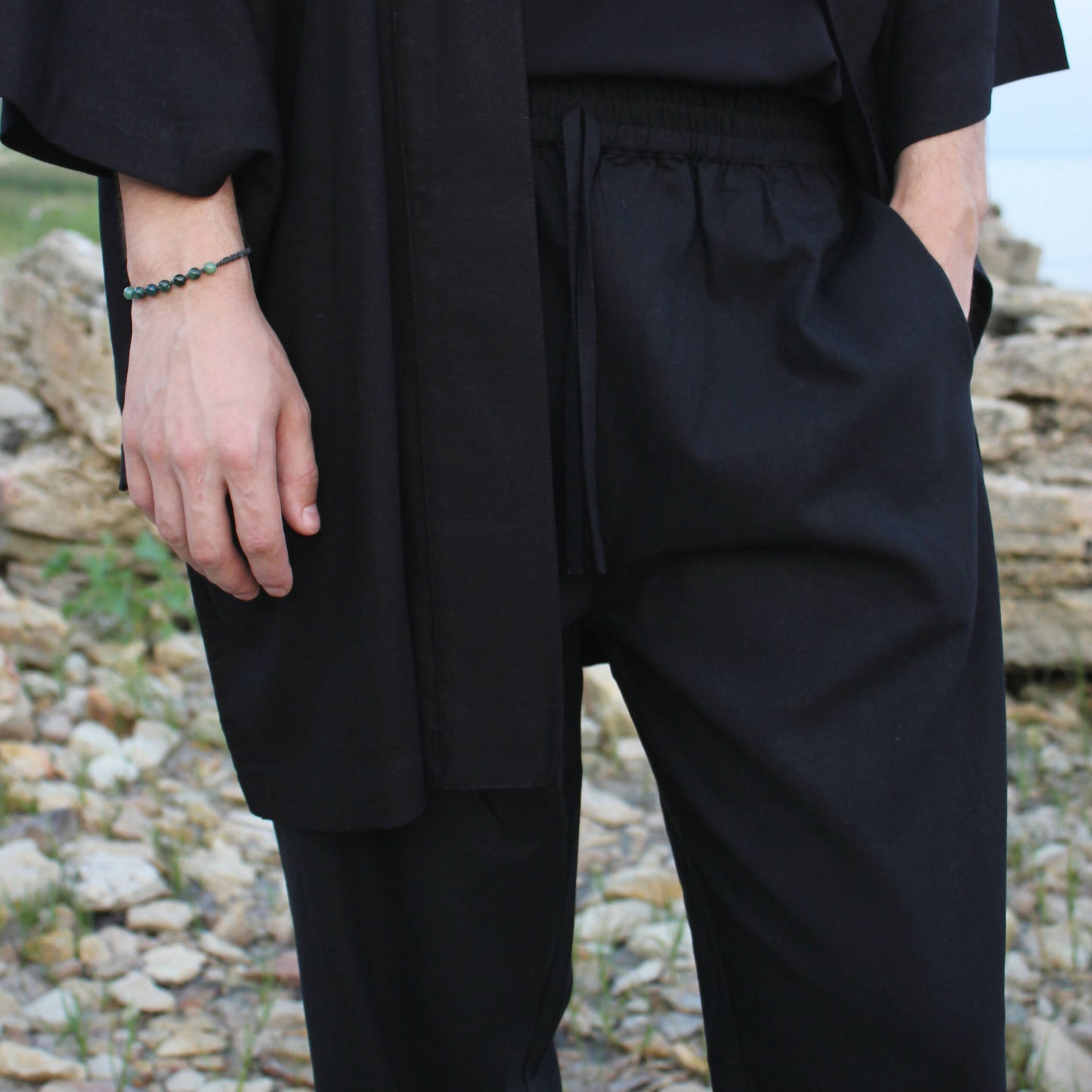 Men's linen pants with soft elastic waist