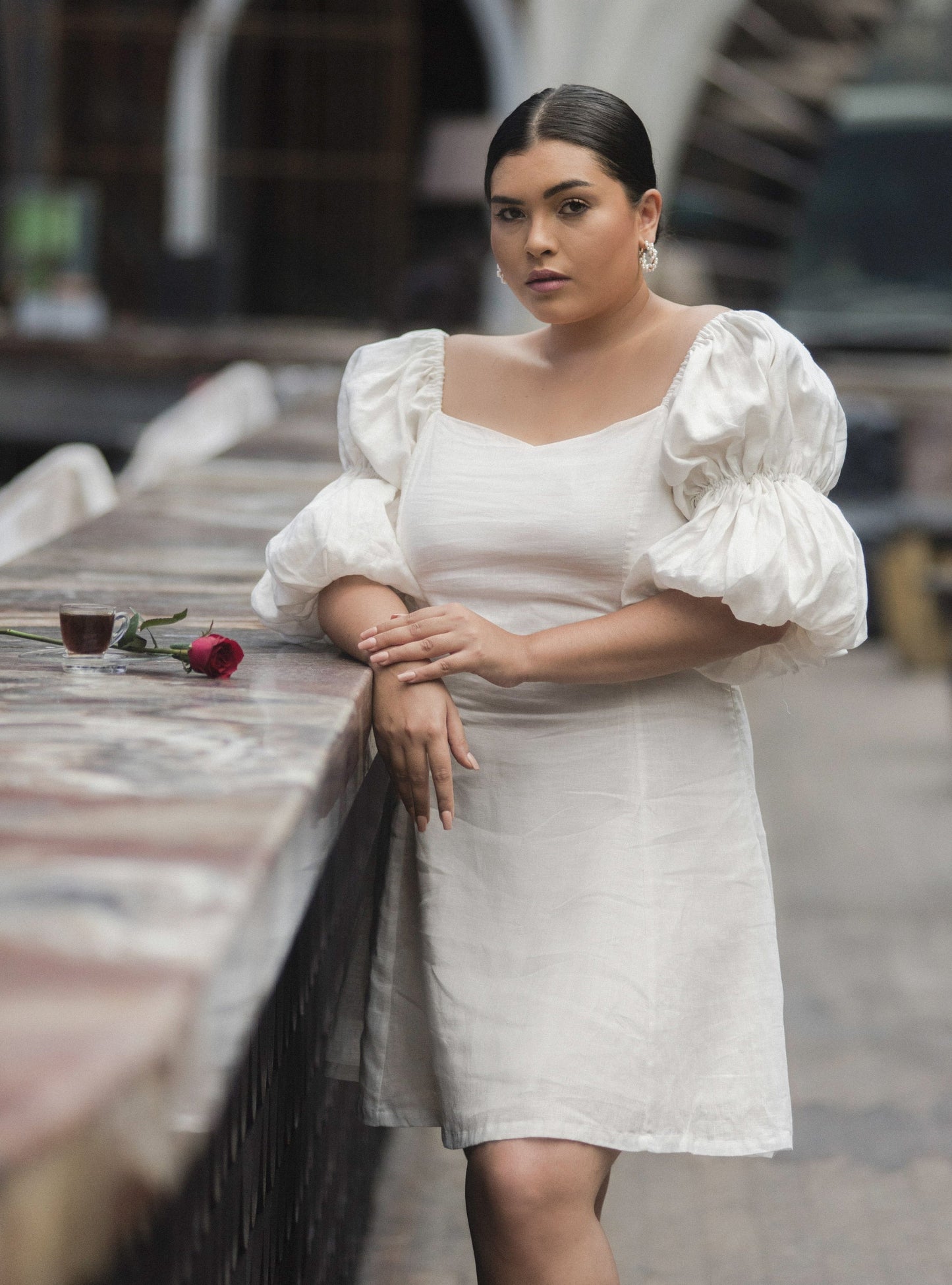 MAYA Linen Dress With Puff Sleeves, 4 colors