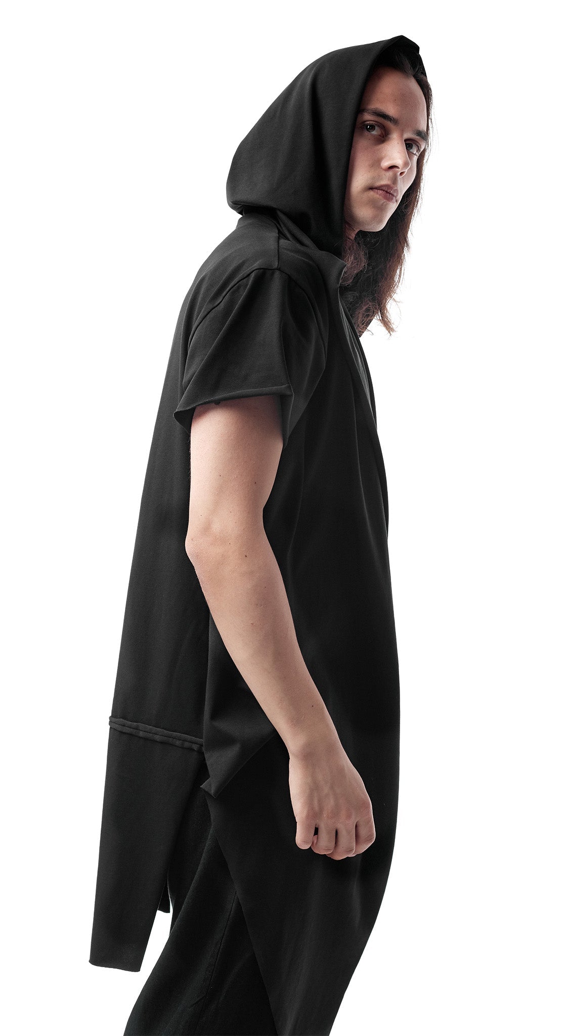 MEN BLACK HOODED CARDIGAN | OVERZ