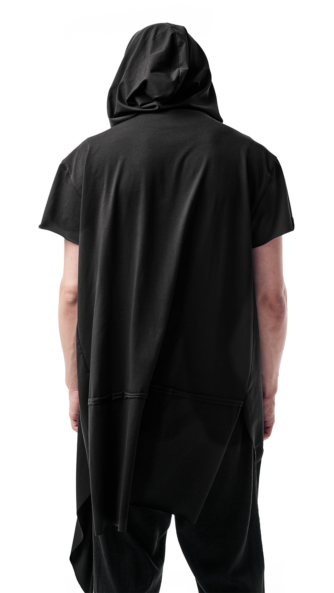 MEN BLACK HOODED CARDIGAN | OVERZ