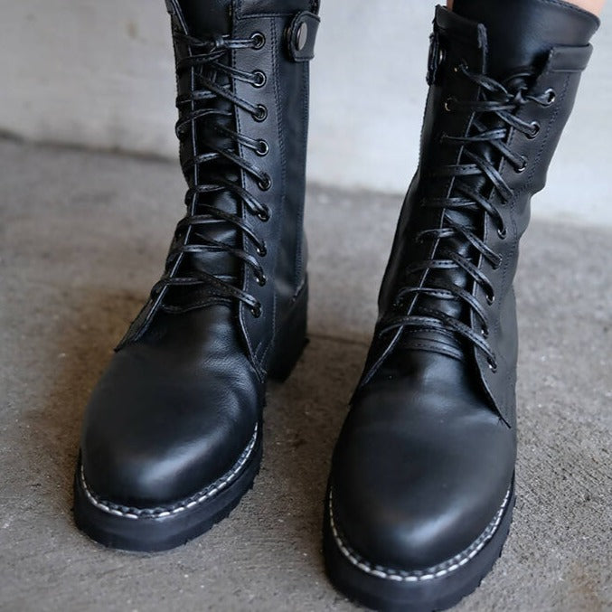 Combat boots with standard platform