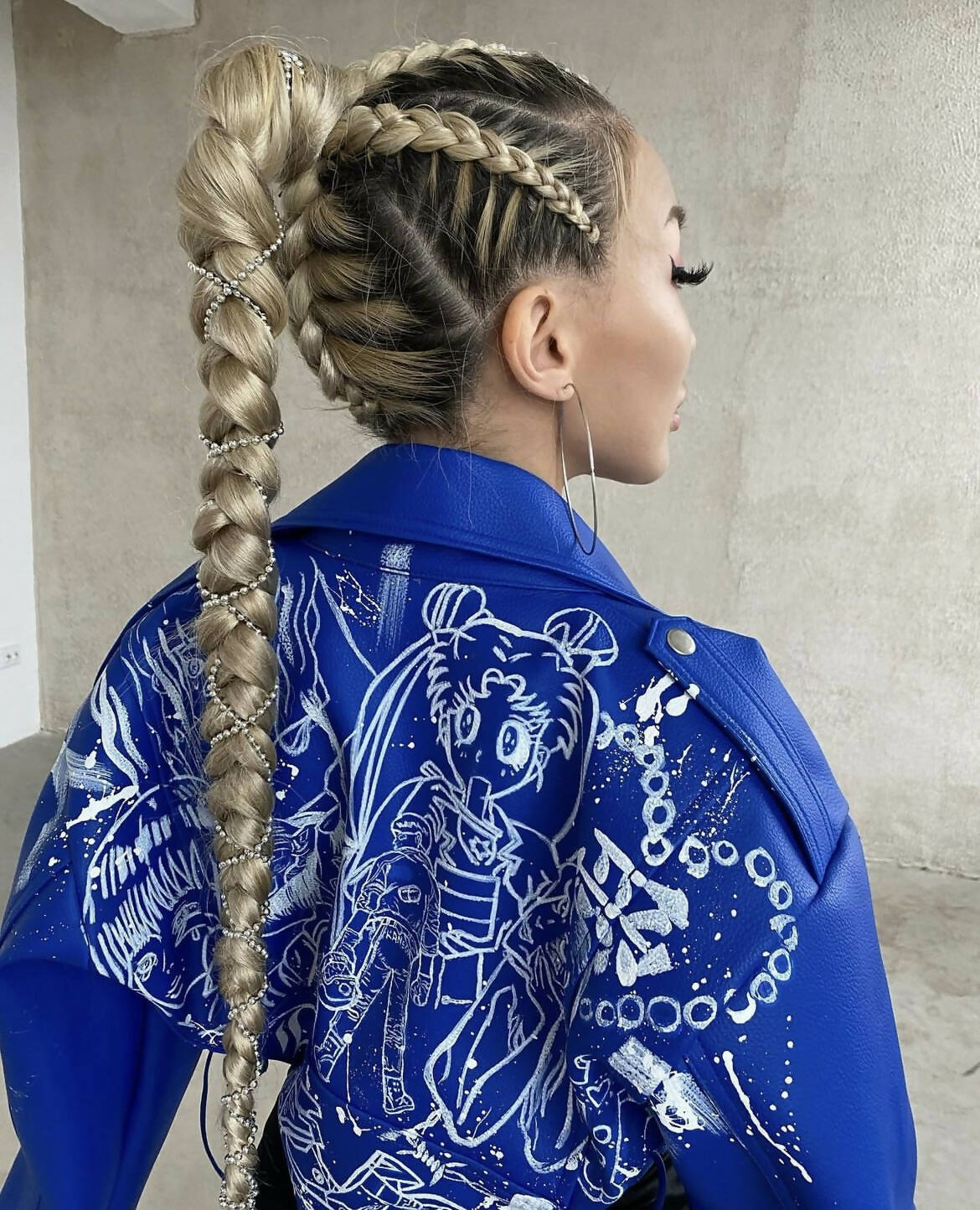 Blue custom faux leather jacket