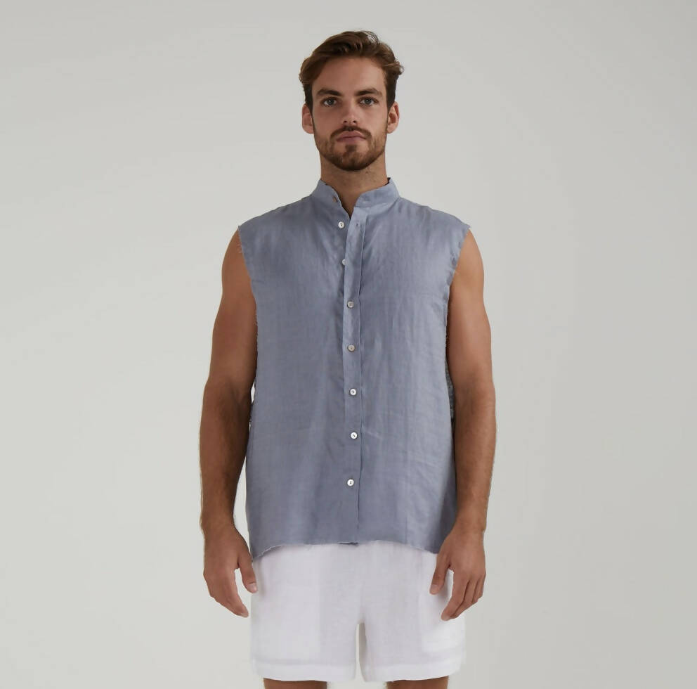 Guns sleeveless linen shirt - hedonist.bali