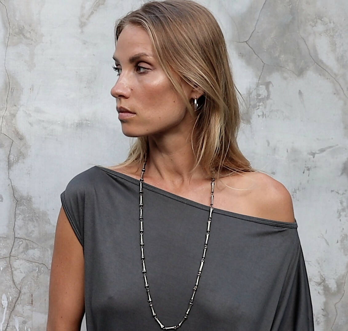 Bone necklace silver medium