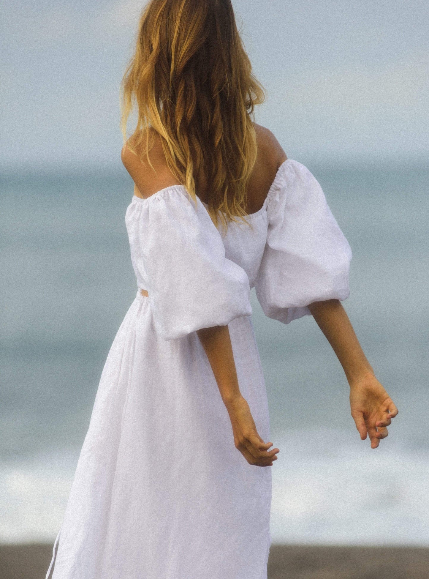 Art of Simplicity Dresses LAUREN Linen Dress With Puff Sleeves