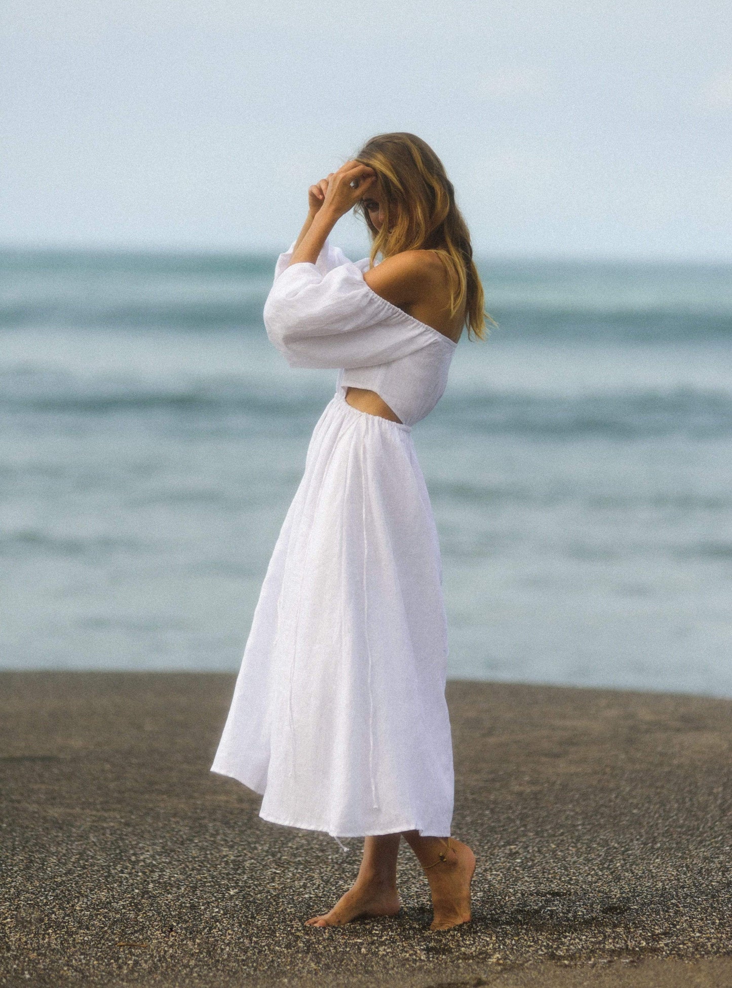 Art of Simplicity Dresses LAUREN Linen Dress With Puff Sleeves