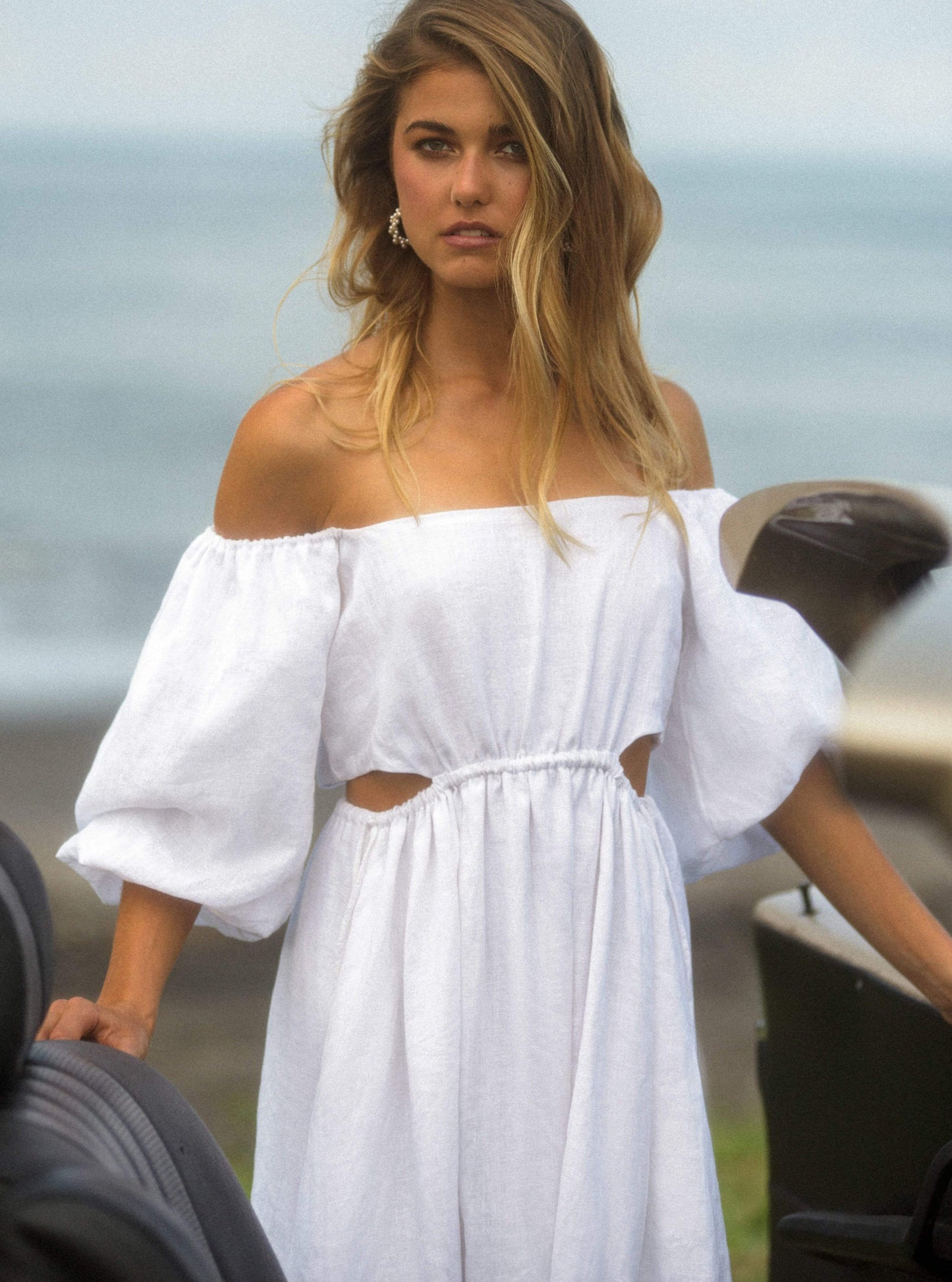 Art of Simplicity Dresses LAUREN Linen Dress With Puff Sleeves