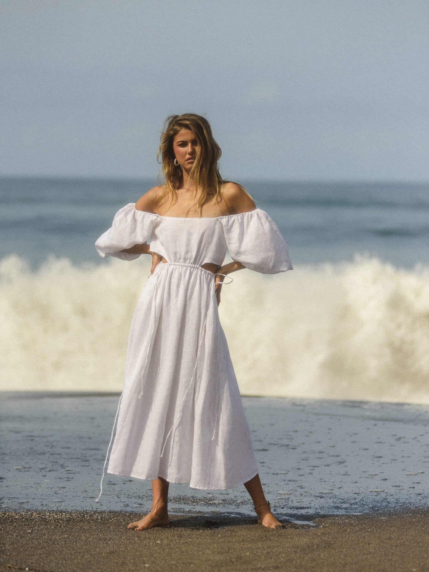 Art of Simplicity Dresses LAUREN Linen Dress With Puff Sleeves