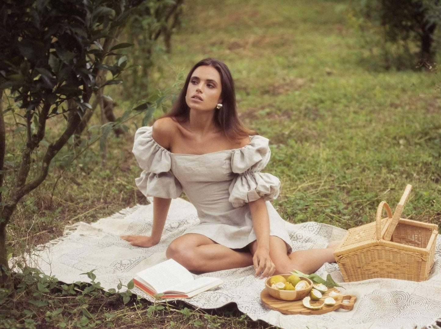 Art of Simplicity Dresses MAYA Linen Dress With Puff Sleeves